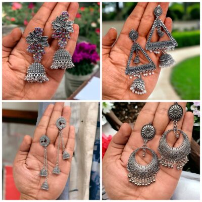 Combo Set of 4 Beautyfull Oxidised Jhumka || 4 pair