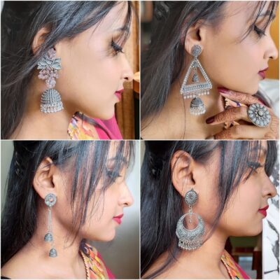 Combo Set of 4 Beautyfull Oxidised Jhumka || 4 pair