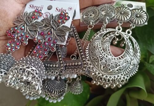 Combo Set of 4 Beautyfull Oxidised Jhumka || 4 pair photo review