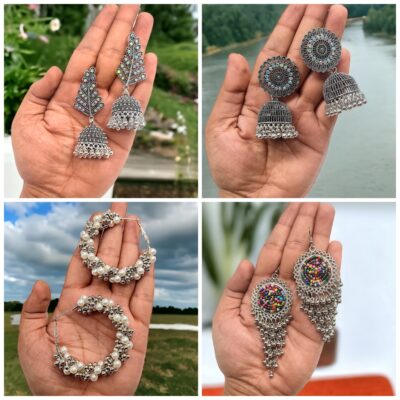 Combo Set of 4 Beautyfull Oxidised Jhumka || 4 pair